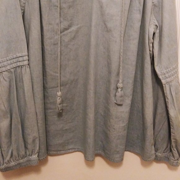 Amanda Green Light Blue Peasant Top XXL - Picture 2 of 5